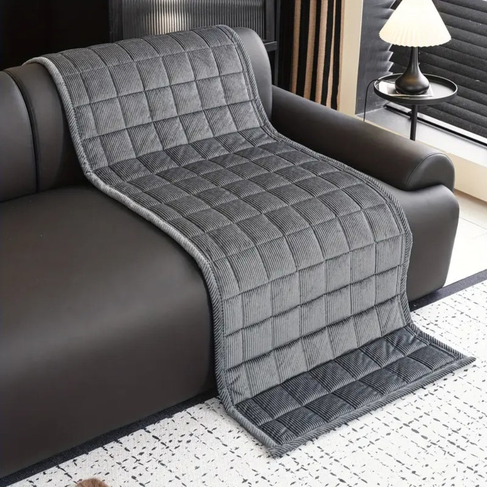 Quilted Microfiber Couch Cover Mat with Non-Slip Design