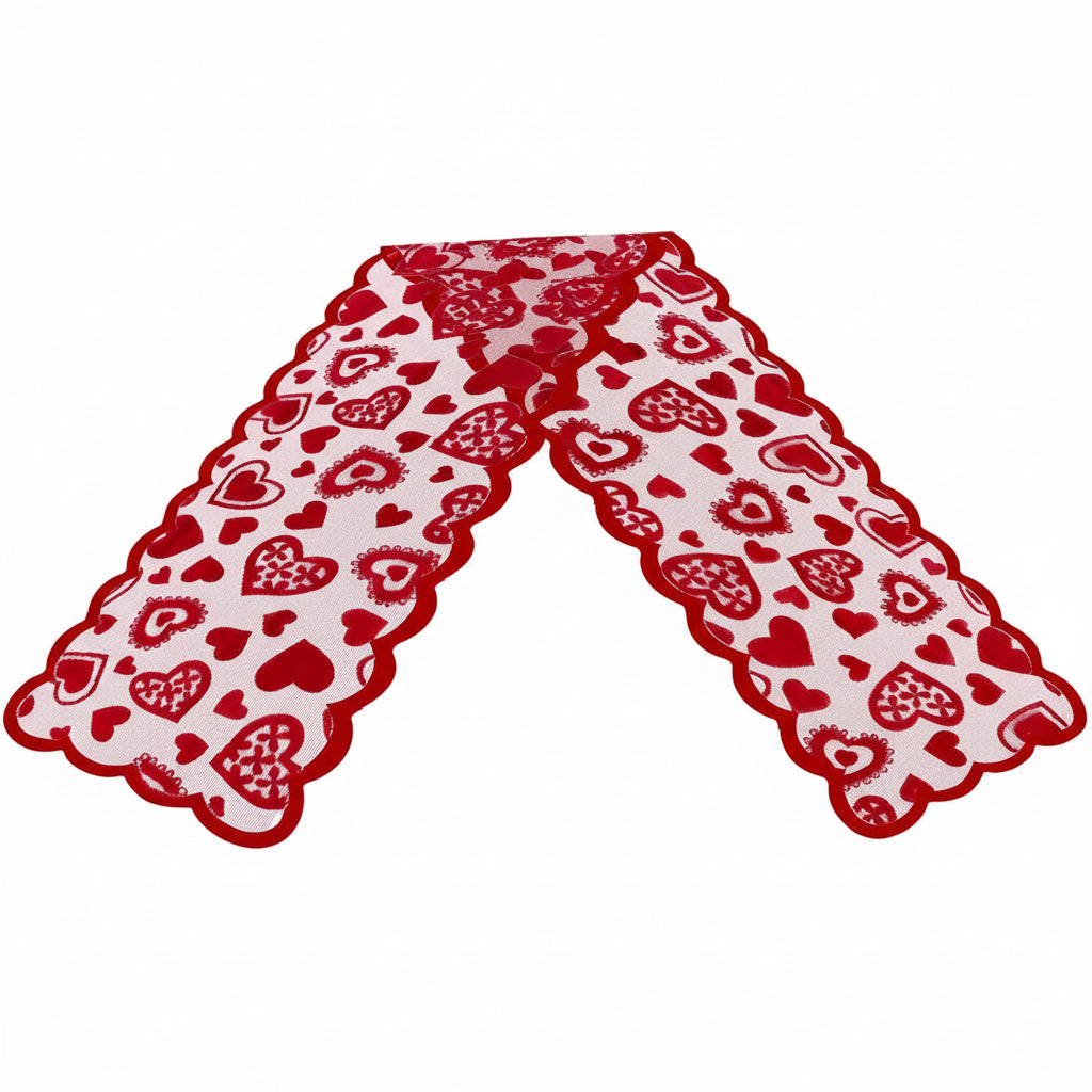 Red Heart Table Runner for Valentine's Day Decor