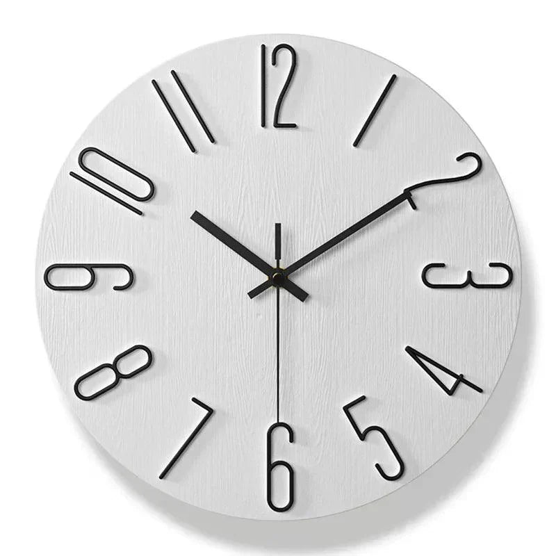 Frameless Wooden Wall Clock - Silent Scandinavian Minimalist Design