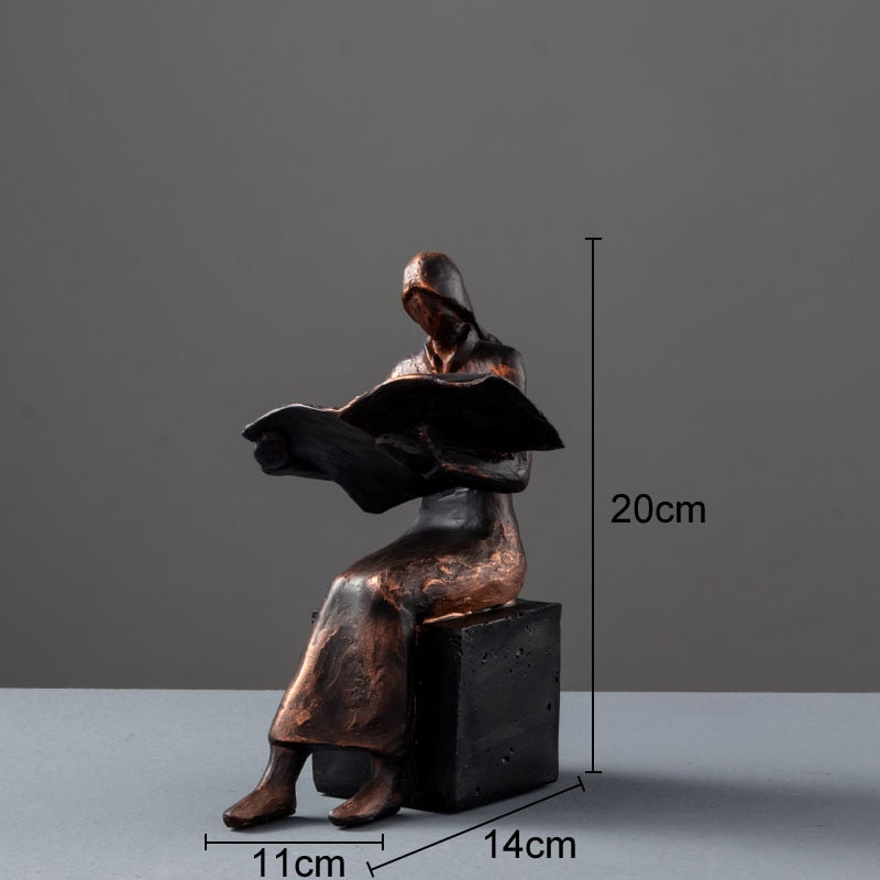 Abstract Reader Sculpture Bookend Resin Desk Accessory