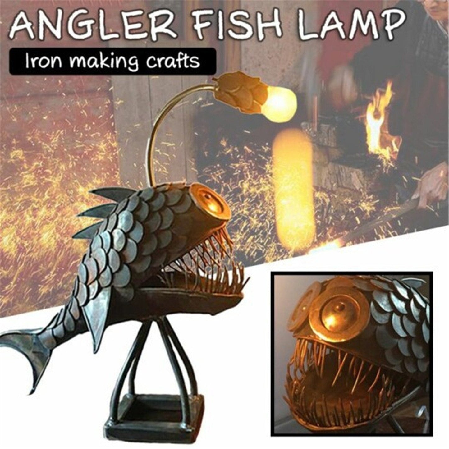 Adjustable Fish Desk Lamp with USB LED Light