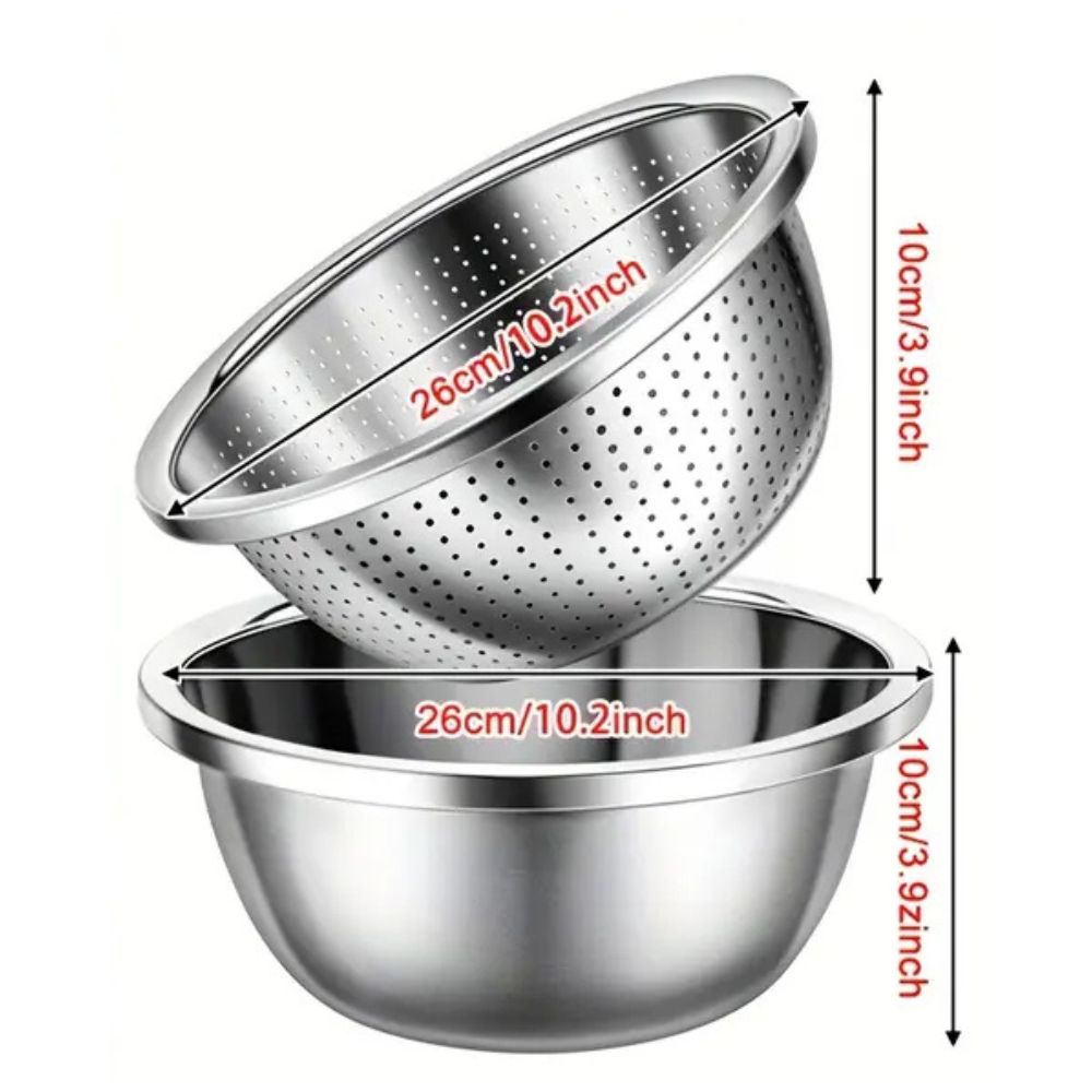 Stainless Steel Colander and Mixing Bowl Set