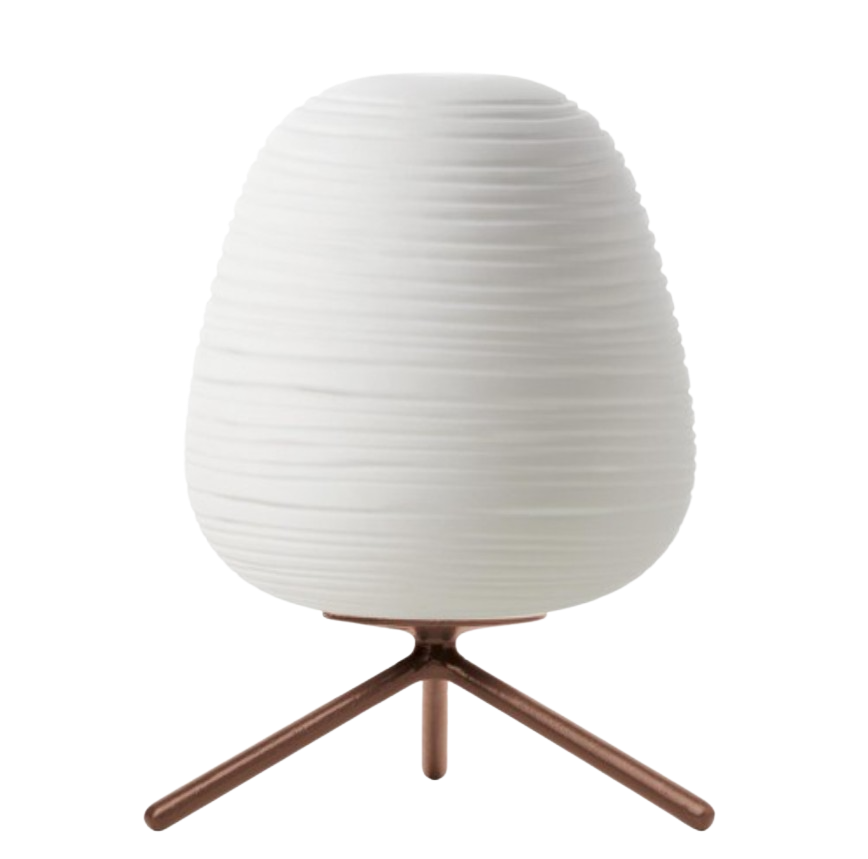 Japanese-Inspired Glass Table Lamp with Metal Base