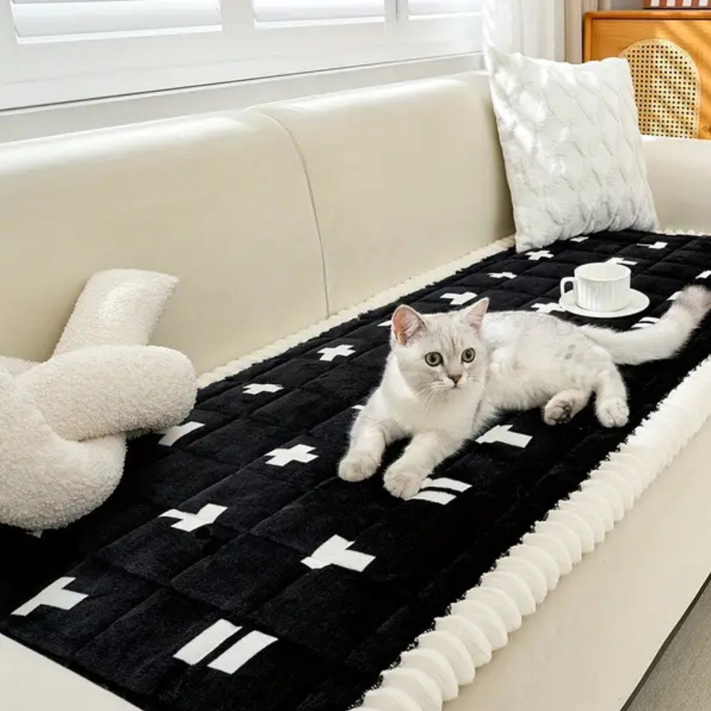 Ruffled Cloud Edge Quilted Couch Cover Protector