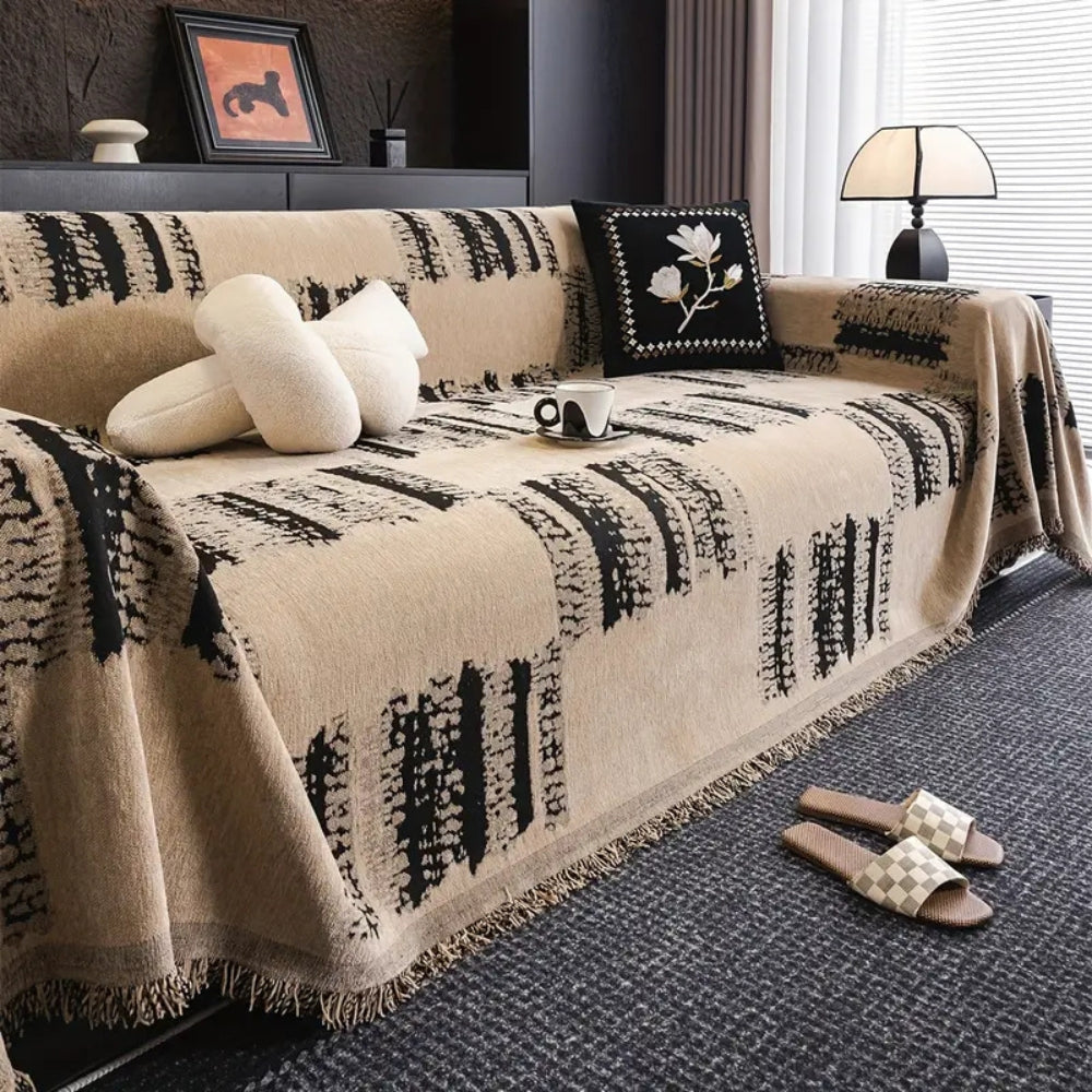 Rustic Chenille Sofa Cover with Non-Slip Design