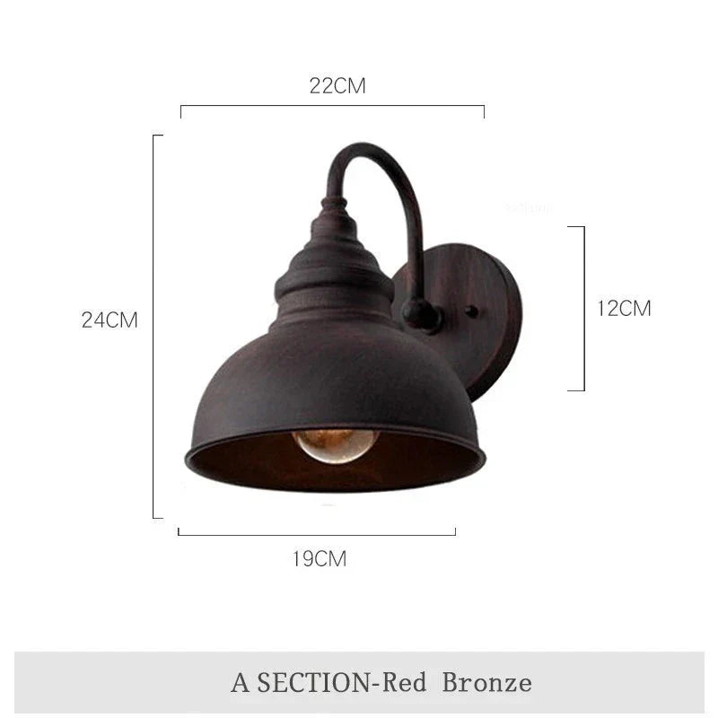Waterproof Vintage Iron Outdoor Wall Light with LED Bulb