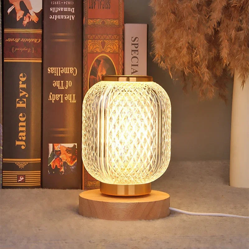 Dimmable Gold Crystal Table Lamp with Touch Control
