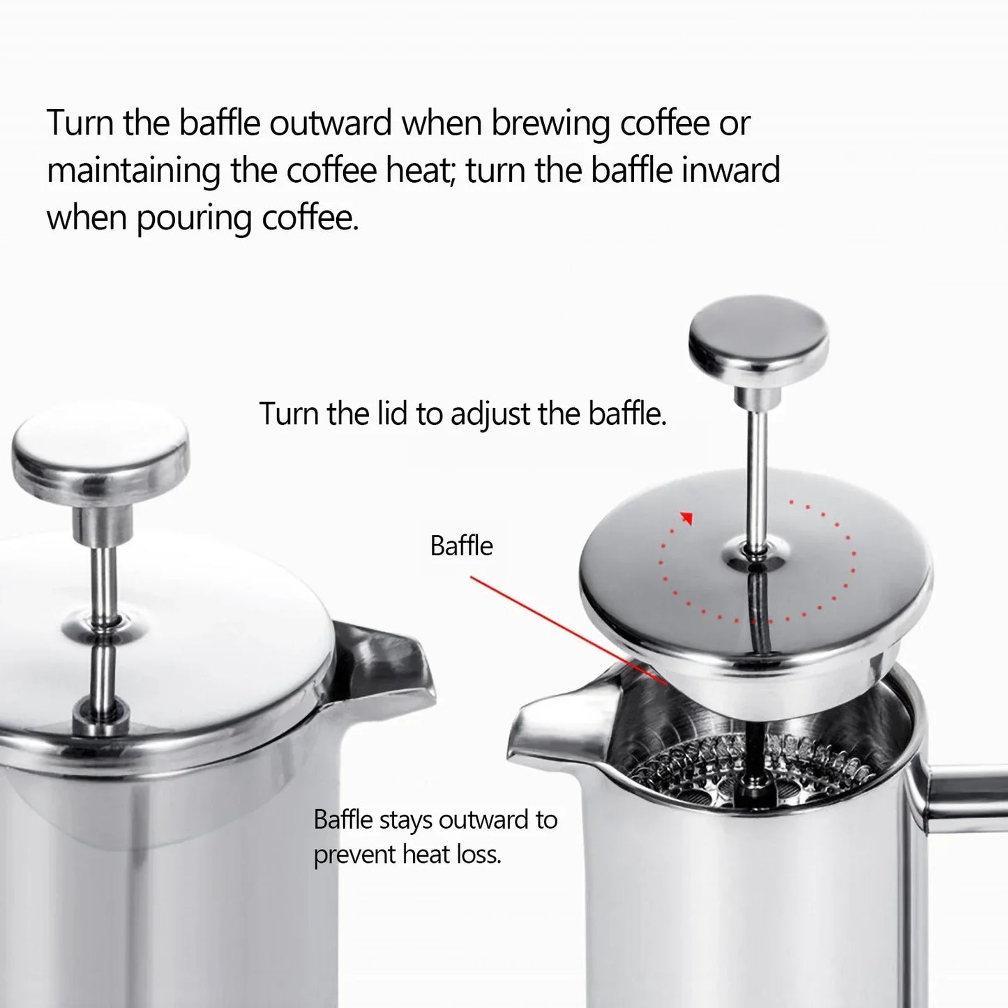 Stainless Steel Double Wall French Press Coffee Maker