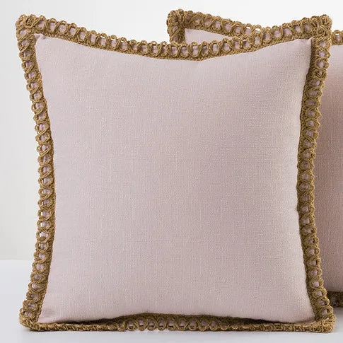 French-Inspired Colorful Linen Pillow Covers with Braid Trim