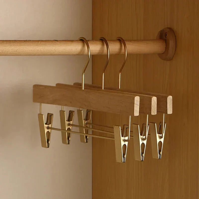 Wide Shoulder Camphor Wood Hangers with Flocked Rod, Set of 2