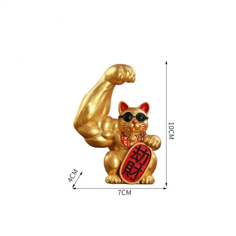 Golden Waving Cat Sculpture - Lucky Resin Home Decor