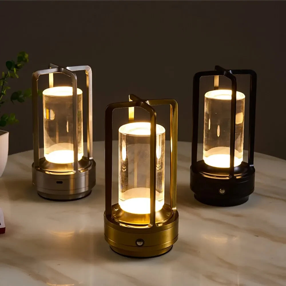 Crystal Rechargeable Table Lamp with Dimmable Lighting