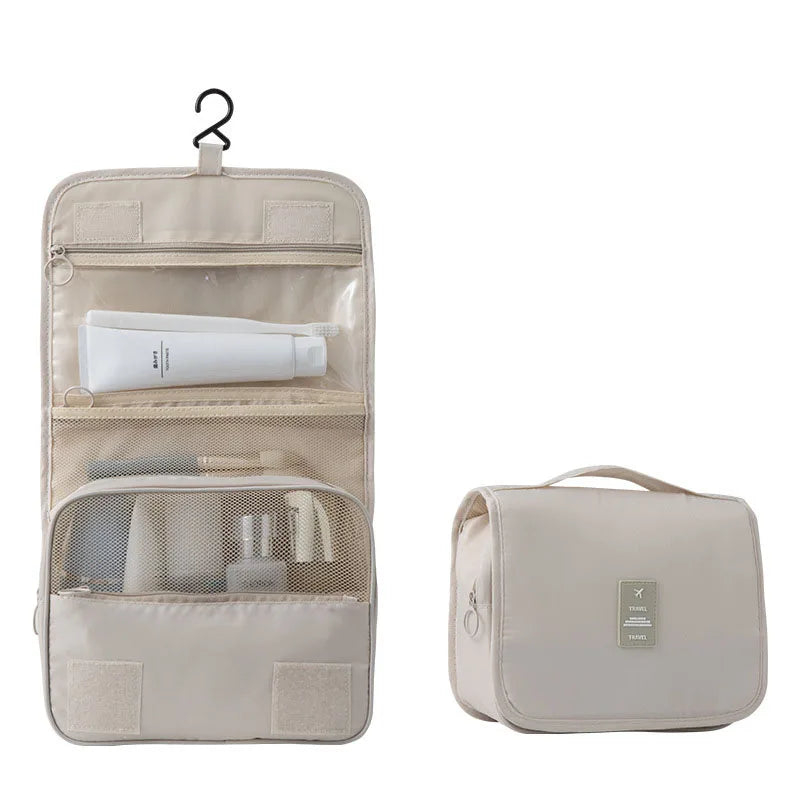 Compact Hanging Toiletry Bag with 6 Compartments and Water-Resistant Polyester
