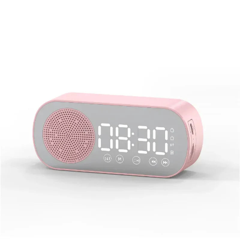 LED Mirror Alarm Clock with Bluetooth Speaker and FM Radio