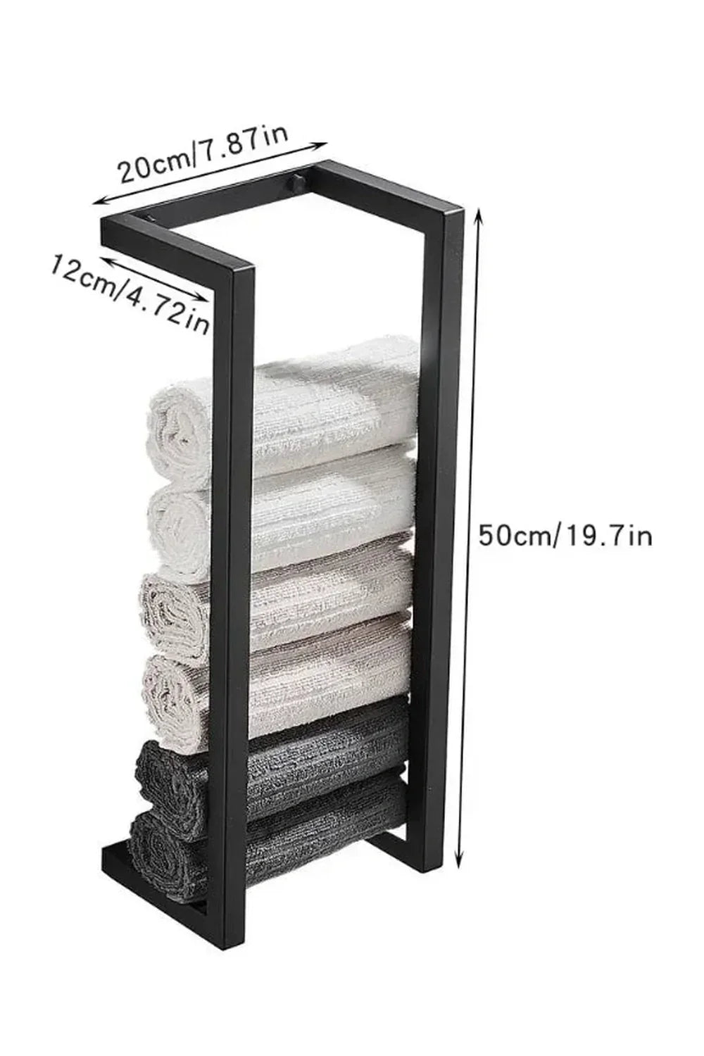 Slim Black Metal Bathroom Shelf for Towels and Essentials