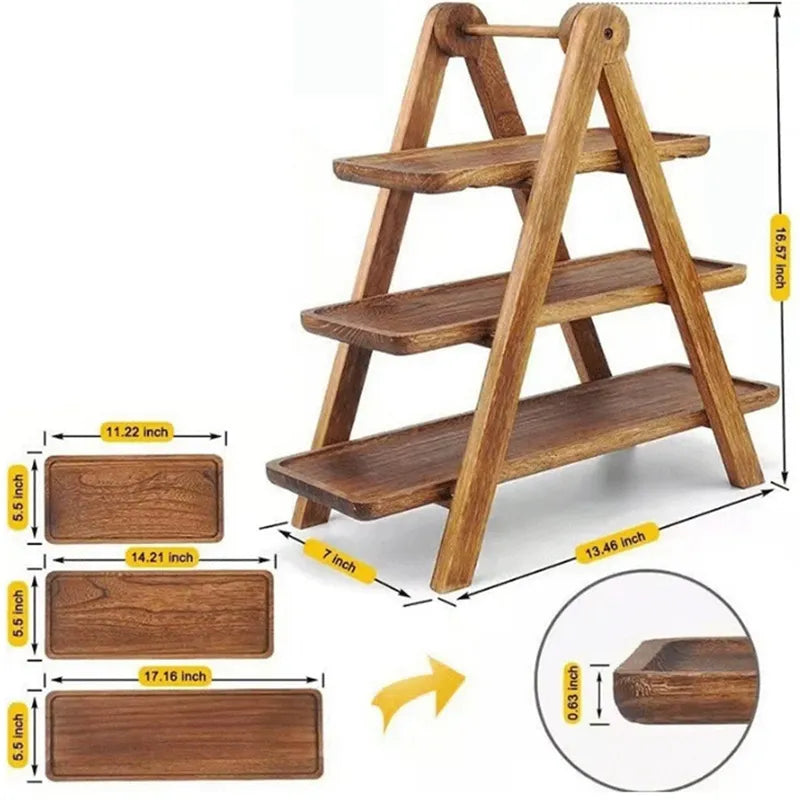 3-Tier Wooden Serving Tray Stand for Cakes and Desserts