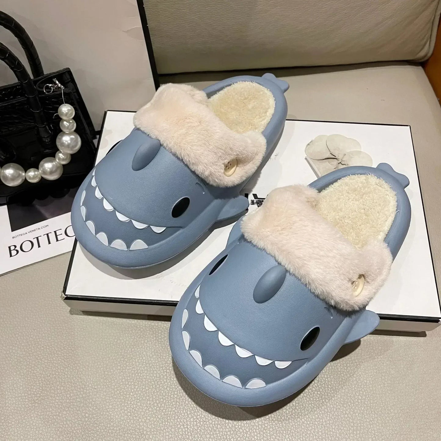 Funny Shark Cotton Slippers with Non-Slip Sole