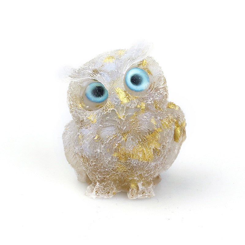 Handmade Natural Crystal Owl Figurine