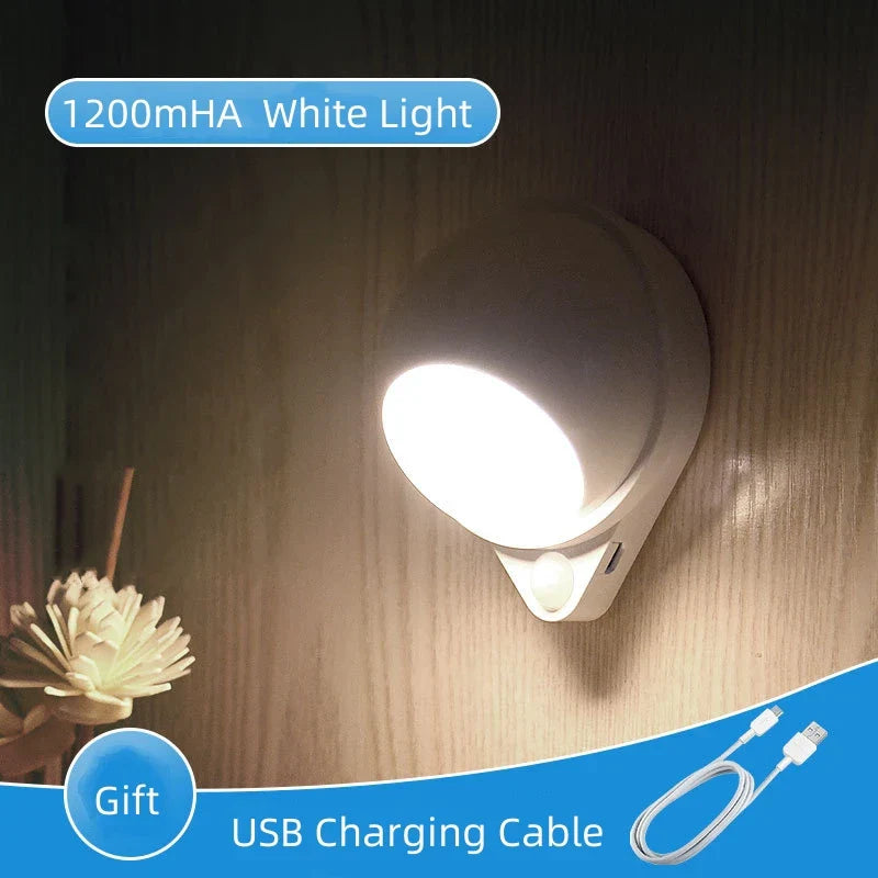 Intelligent 360° Rotatable LED Night Light with Motion Sensor and USB Rechargeable Battery