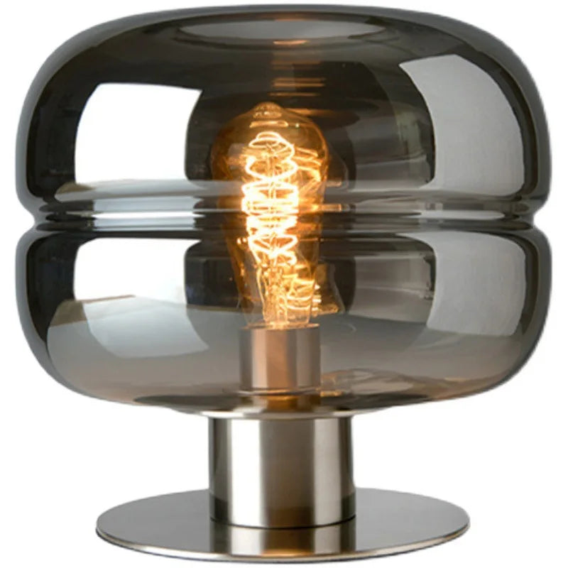 Contemporary Glass and Metal Table Lamp