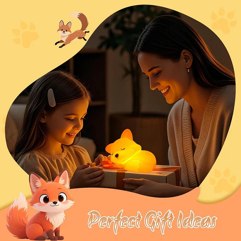 Rechargeable Silicone Fox Night Light with Dimmable Timer