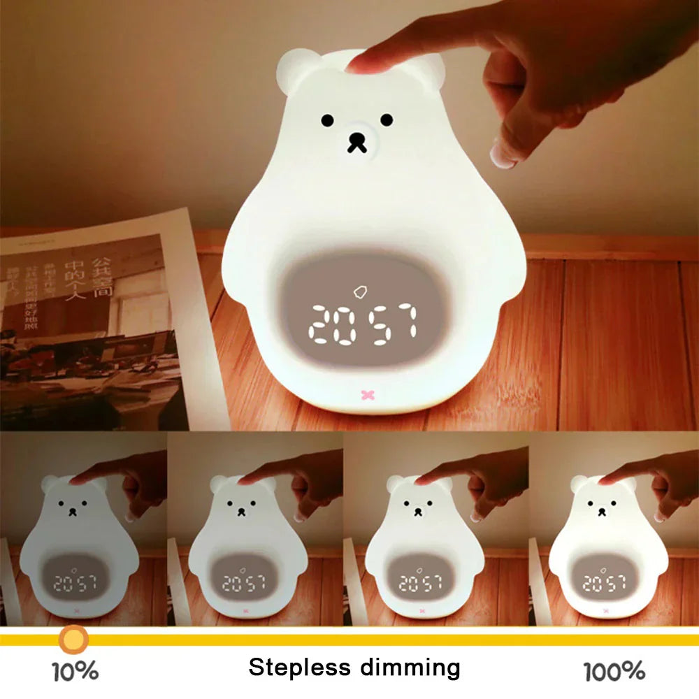 Bear Alarm Clock with LED Night Light for Kids
