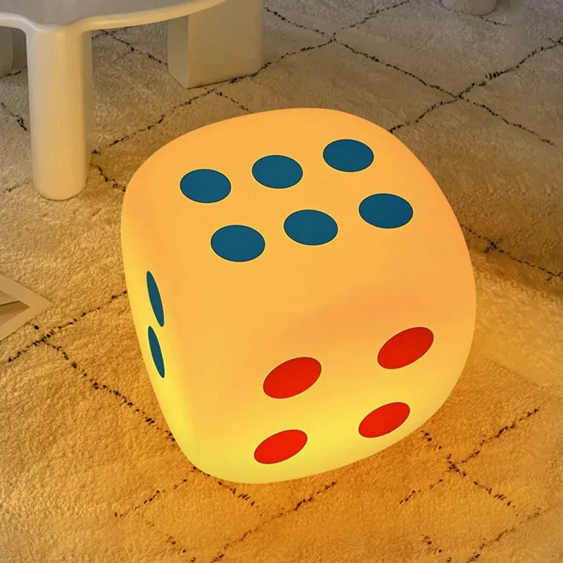 Dice-Shaped Bedside Table Lamp with Storage Drawers