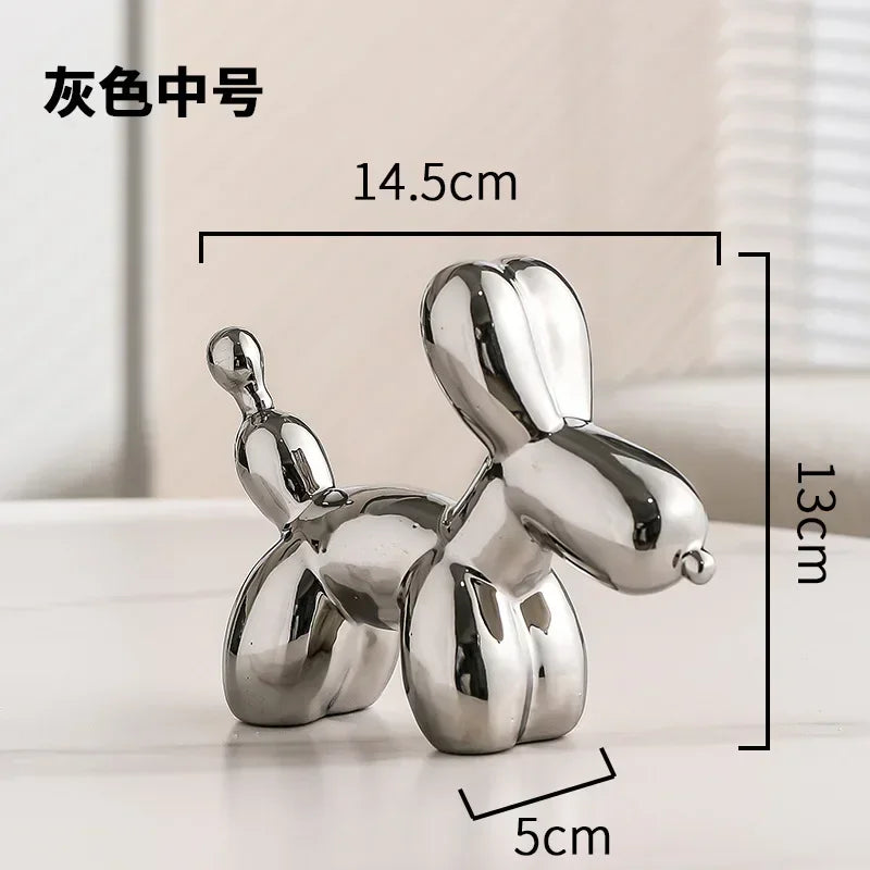 Gold Ceramic Balloon Dog Sculpture - Modern Animal Decor for Creative Home Accent