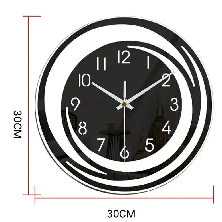 Black Acrylic Minimalist Wall Clock - Modern Nordic Design