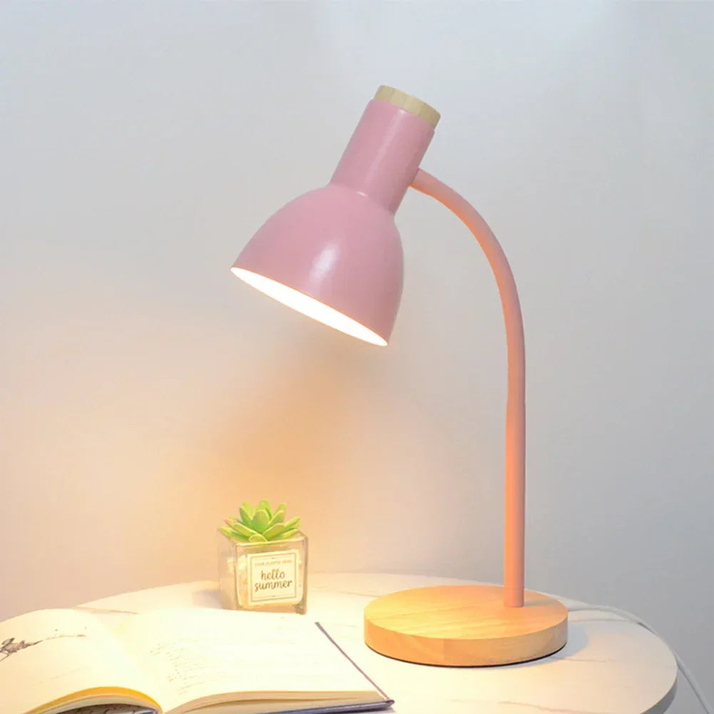 Scandinavian Wood and Iron LED Desk Lamp