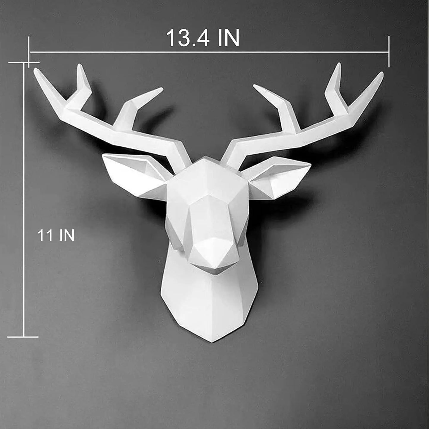 3D Geometric Deer Head Wall Sculpture in Resin