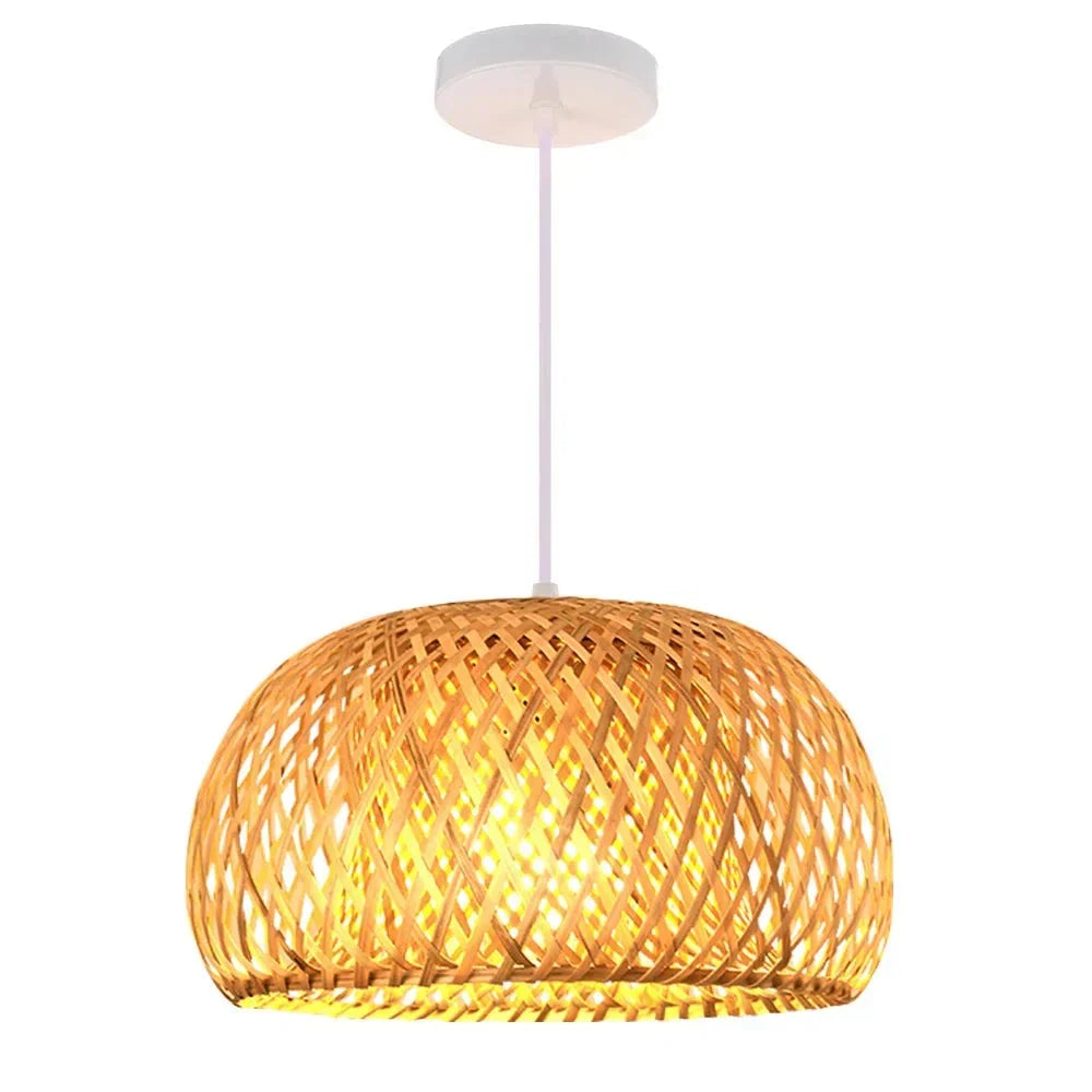 Handwoven Bamboo Pendant Light - Eco-Friendly Ceiling Lamp