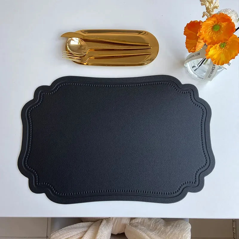 Synthetic Leather Embossed Placemat - Waterproof Non-Slip Design
