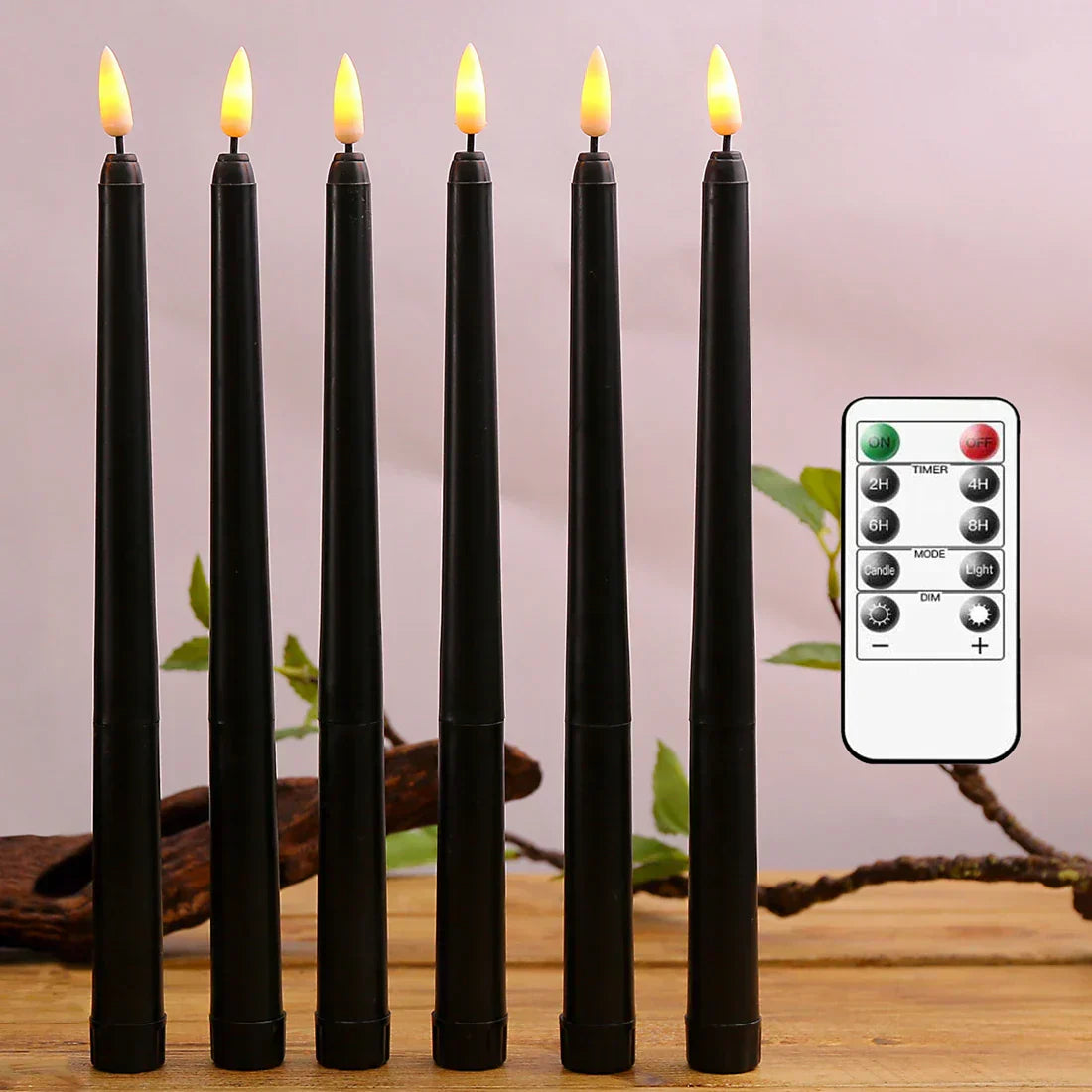 Black LED Flameless Candles with Remote Control