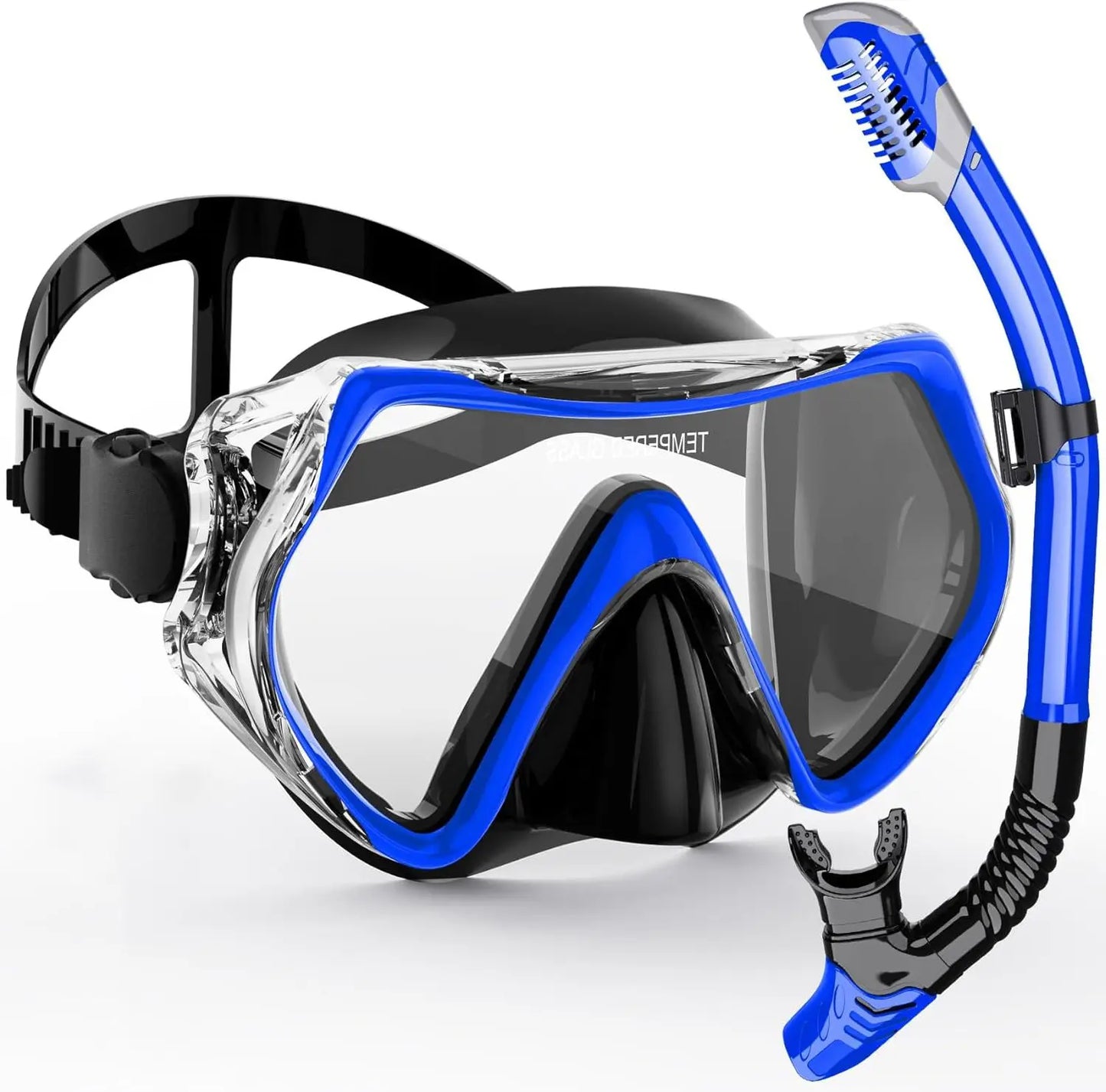 Adult Snorkel Mask Set with Dry Snorkel and 180° Anti-Fog View