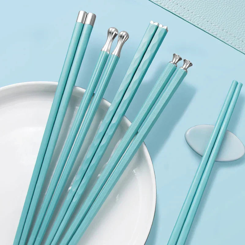 Luxe Alloy Chopstick Set with Elegant Design - 5 Pairs