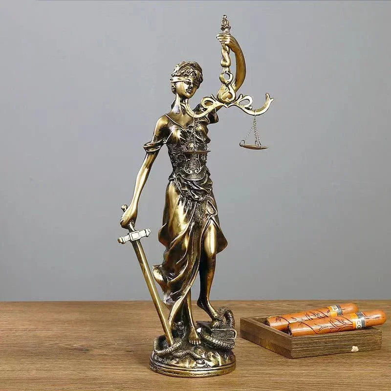 Antique Bronze Greek Goddess of Justice Statue