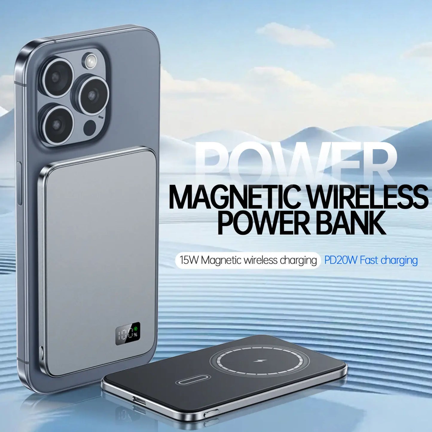 Ultra-Slim Magnetic Wireless Power Bank with LED Indicator