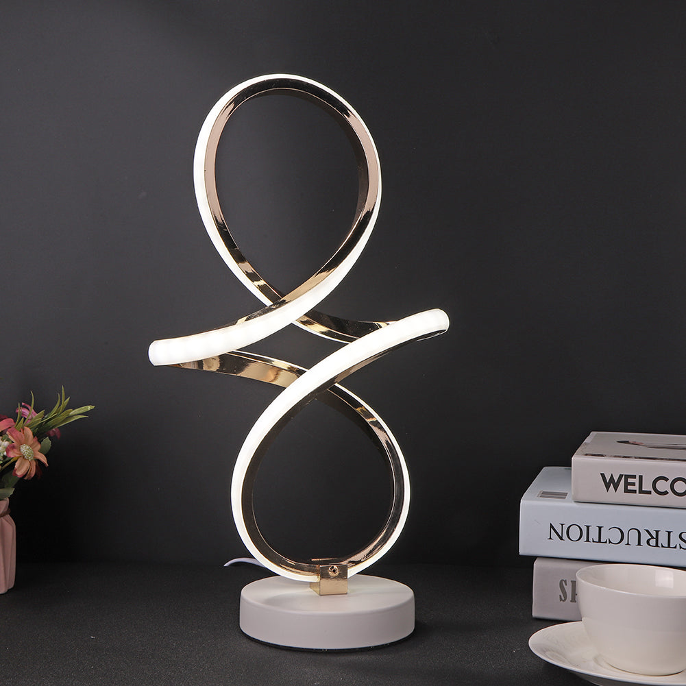 LED Spiral Table Lamp with Infinity Design and Warm Light