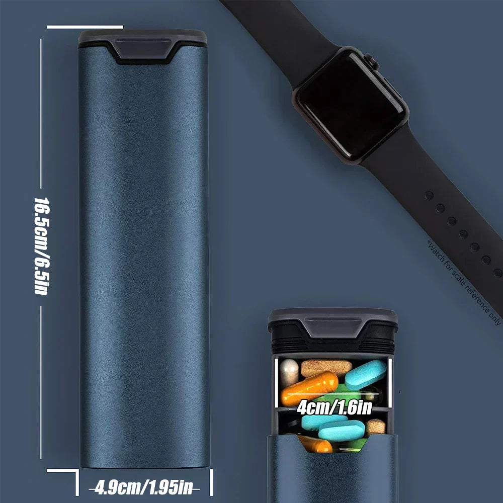 Sleek 7-Day Aluminum and Wood Pill Organizer