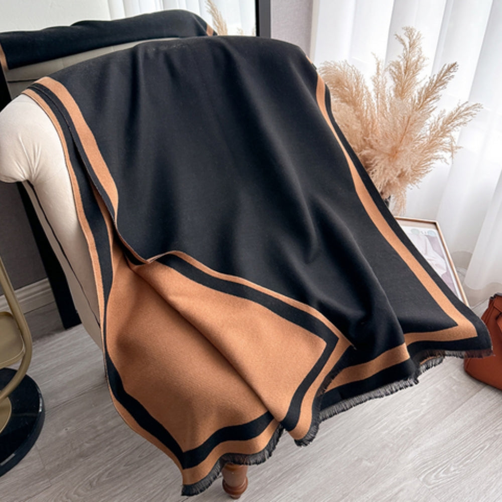 Reversible Striped Poncho Scarf in Soft Microfiber