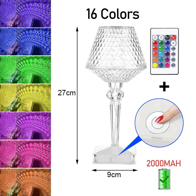 Rechargeable Diamond Crystal Table Lamp