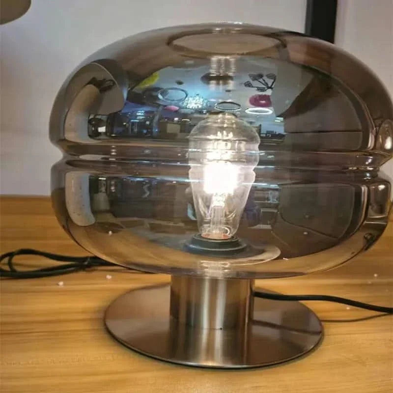 Scandinavian Glass Table Lamp in Clear, Smoke Grey, or Cognac