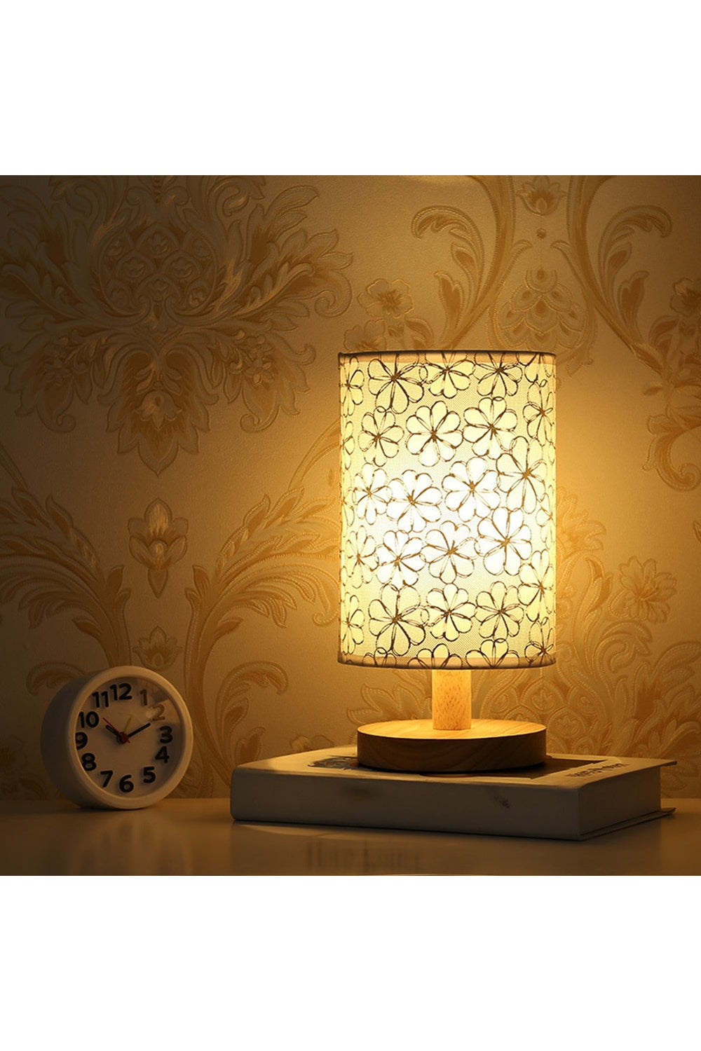 Linen and Wood Table Lamp 10.2 x 5.1 in