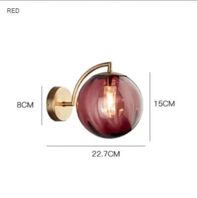 Colorful Glass Wall Light with Gold Base