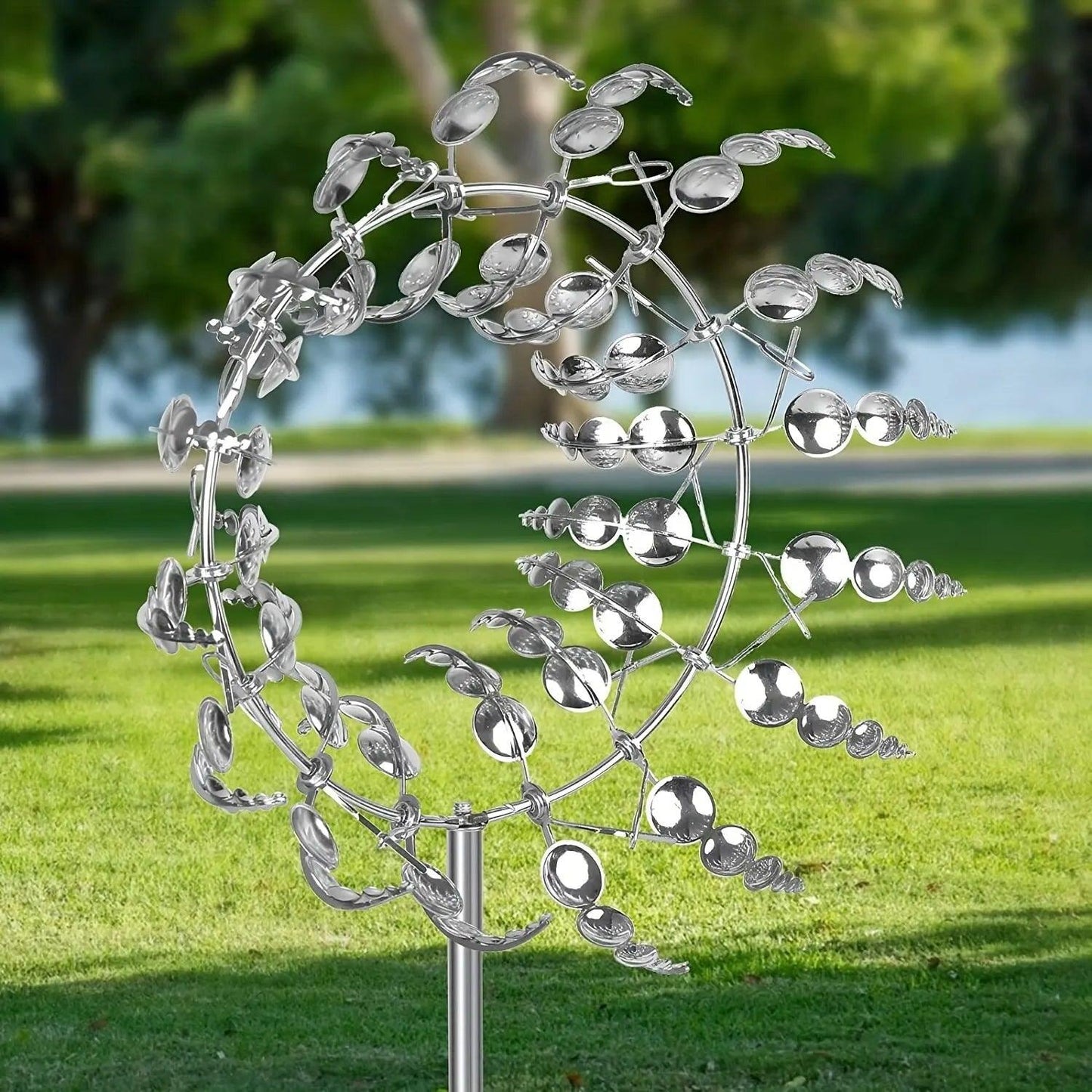 Kinetic Metal Windmill Spinner Garden Decor