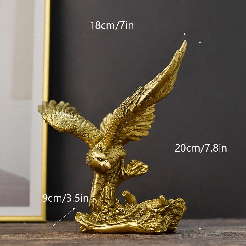 Golden Eagle Resin Statue - American Style Feng Shui Decor
