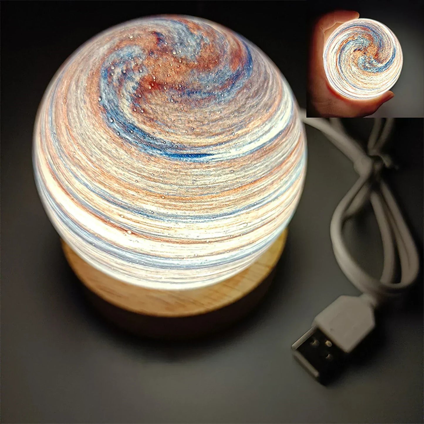 3D Crystal Planet Mini Night Lamp - LED Galaxy Decor