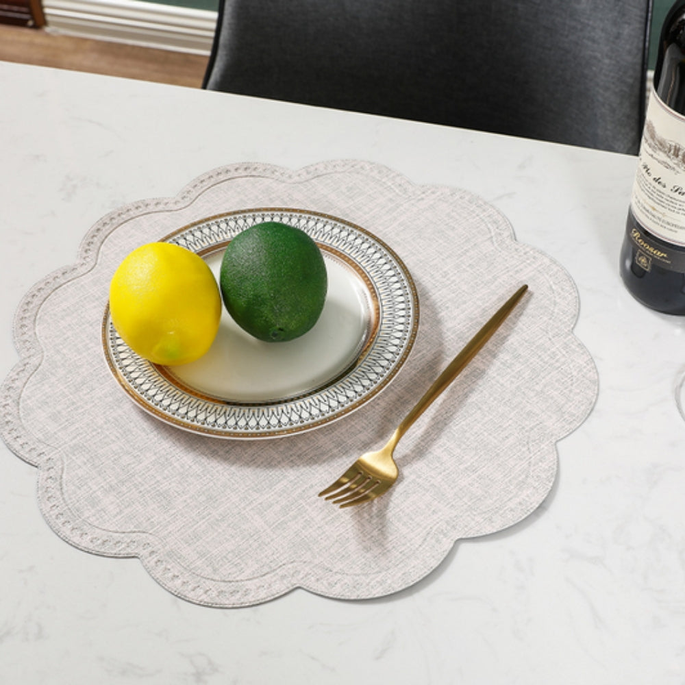 Scalloped Waterproof PU Leather Placemat