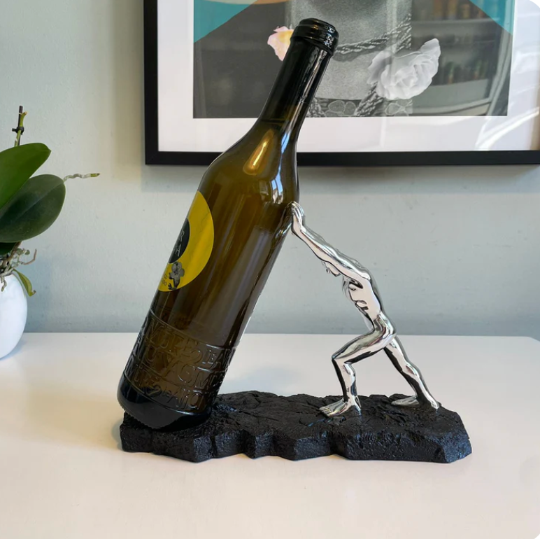 Premium Metal Wine Bottle Holder - Contemporary Gold or Silver Design